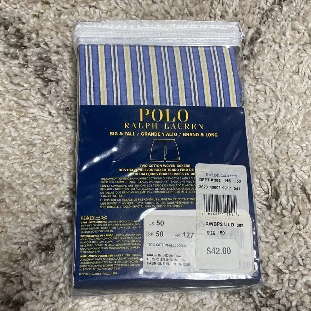 Polo Ralph Lauren Big & Tall Woven Boxers Size 50 NEW